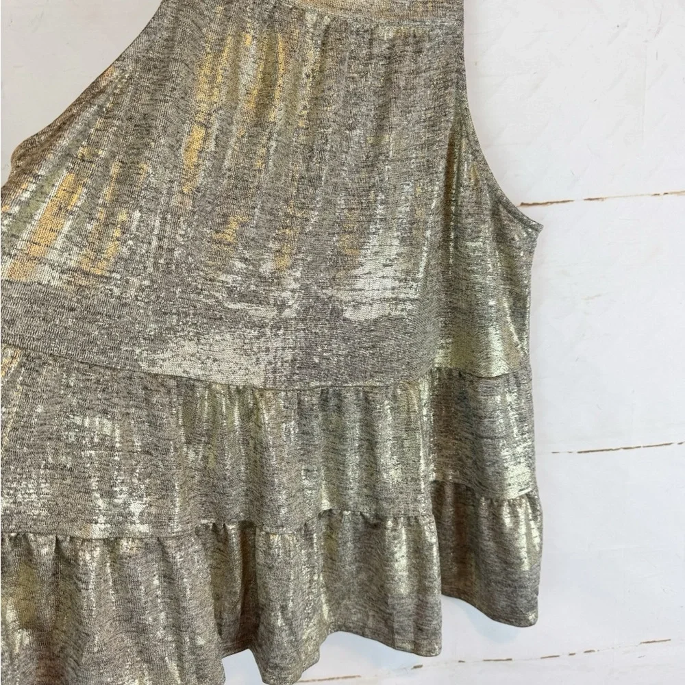 Anthropologie (Sunday in Brooklyn) | Metallic Gold Tiered Tank, XL - Picture 6 of 8
